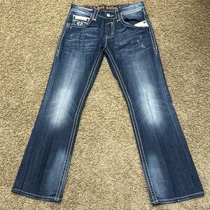 Men’s sz 34 x 33 long Rock Revival Liam boot jeans